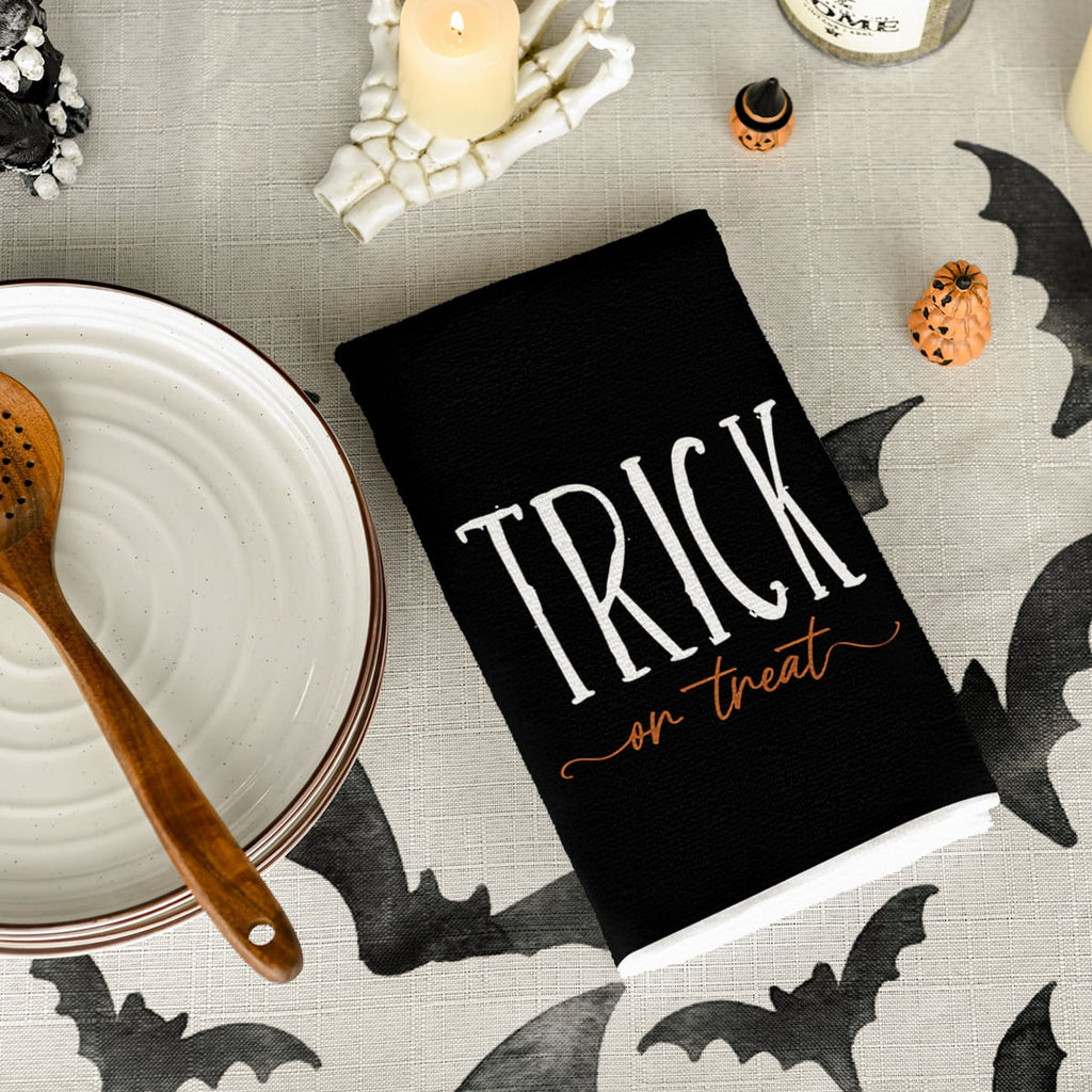 Sm:)e Pumpkin Ghost Bat Happy Halloween Dish Towels Set of 4, 18x26 Inch, Seasonal Holiday Hand Towels for Kitchen and Dining Table