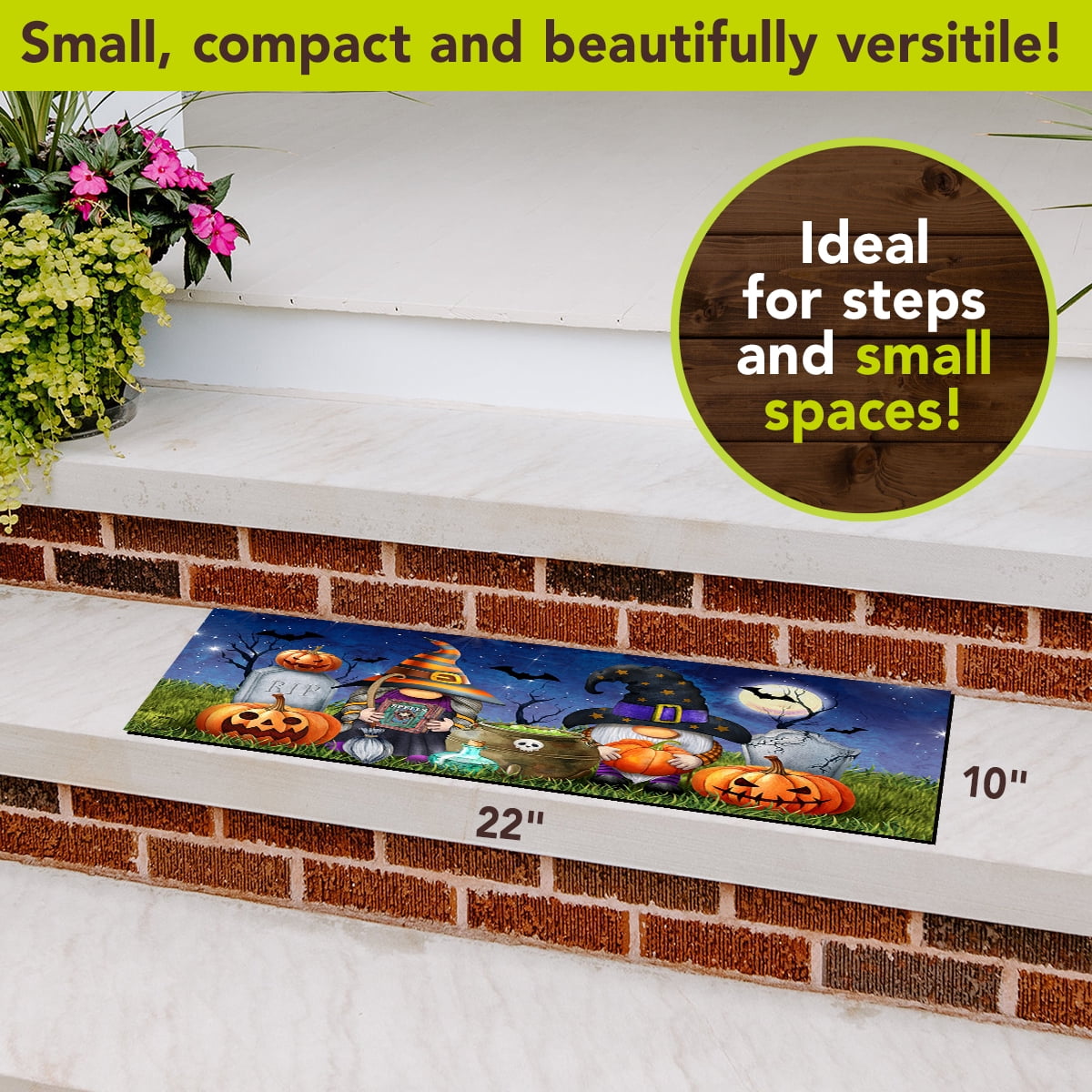 Briarwood Lane Halloween Gnomes Mini Mat 22x10 Indoor Outdoor For Halloween Doormat