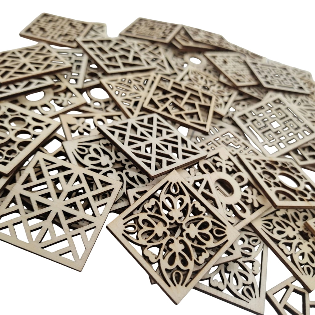 CIYISON 20/50/100Pcs Wooden Squares Cutout 4x4CM Unfinished Wood Slices For Kid Art Craft Painting And Holiday Decoration