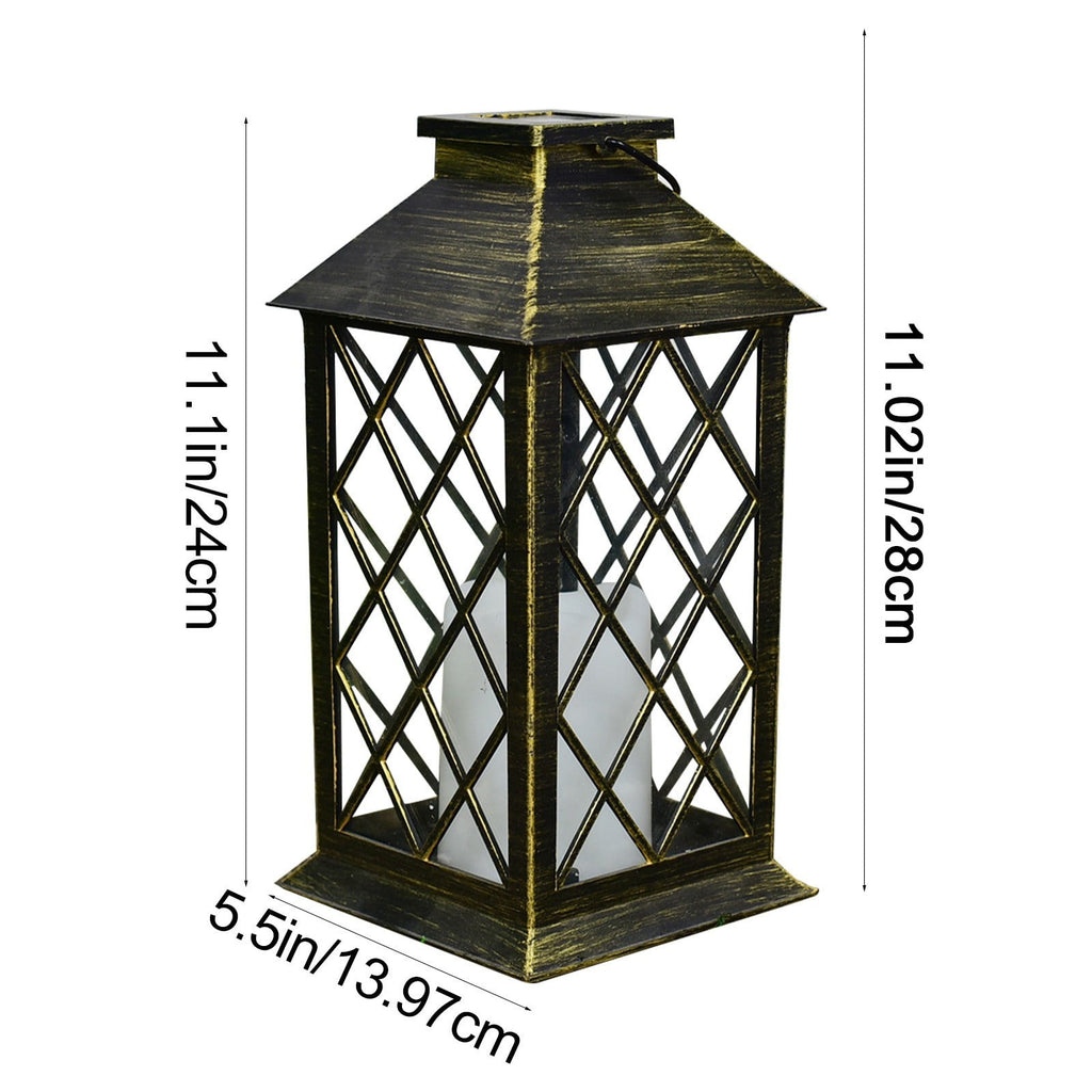 CasaChic Solar Lanterns Outdoor Hanging, Hollowed-Out Metal Decor Lantern LED Light, IP55 Waterproof 6-10h Lighting Auto On/Off, Vintage Design, Patio Garden Yard Tree Decor
