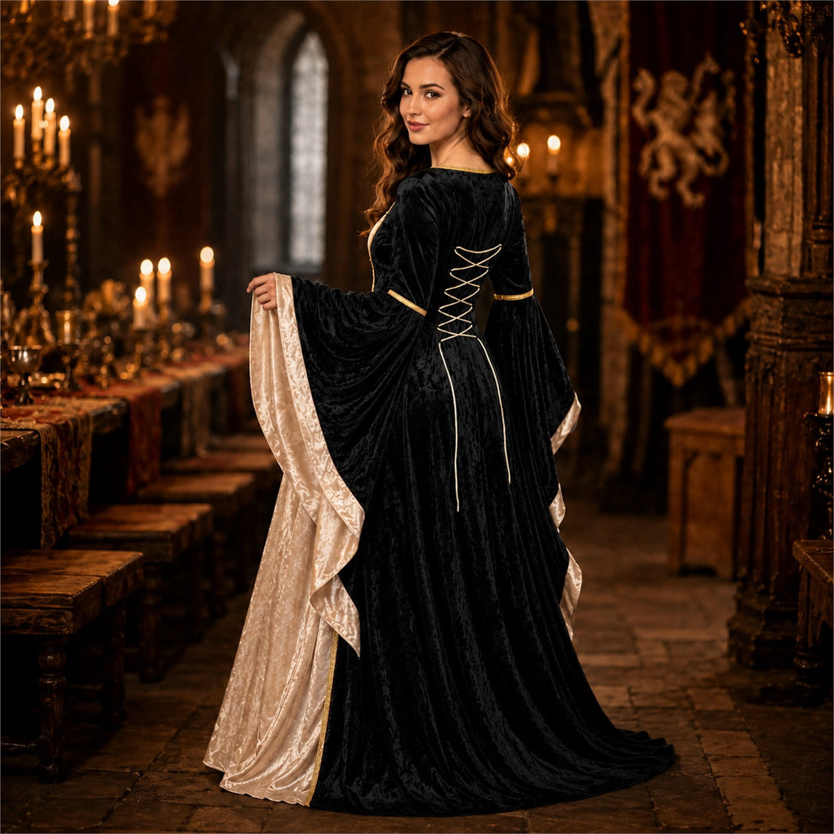 Witch Dress for Women Costume Halloween Vampire Dress 2026 Gothic Witch Costume Women Renaissance Medieval Velvet Outfit Cosplay Party White S