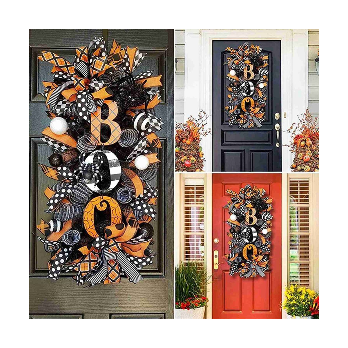 Halloween Wreath Fall Wreath, Halloween Wreath for Front Door, Halloween Spider, Mesh and Ribbons Wreath