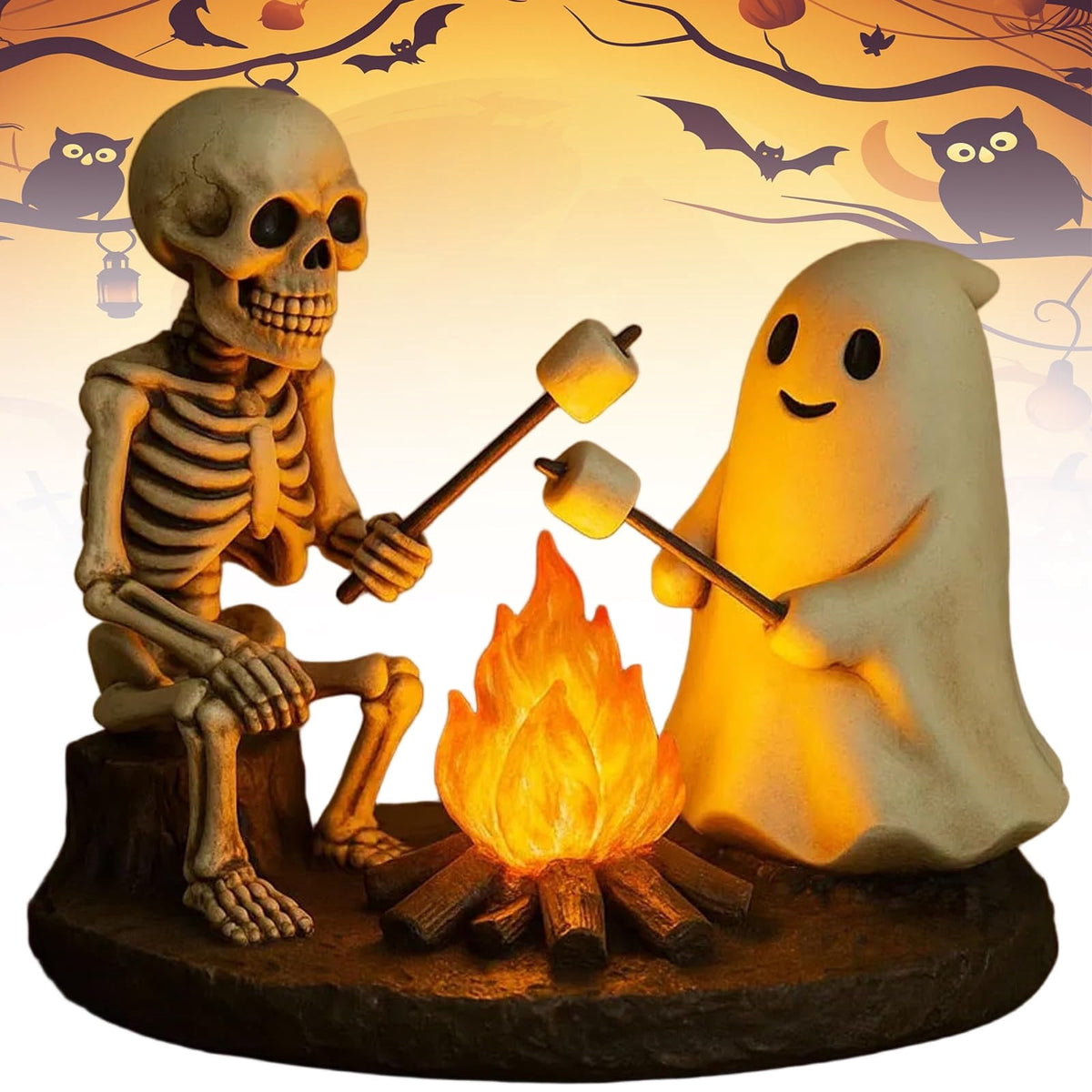 Ghost Bubble Bath LampHalloween Bathroom Decor Gifts Under 20 Bathtub Ghost & Dog Resin Figurine, Warm LED Halloween Tabletop Decor for Bathroom, Bedroom, Kids Room & Fall Home Accent