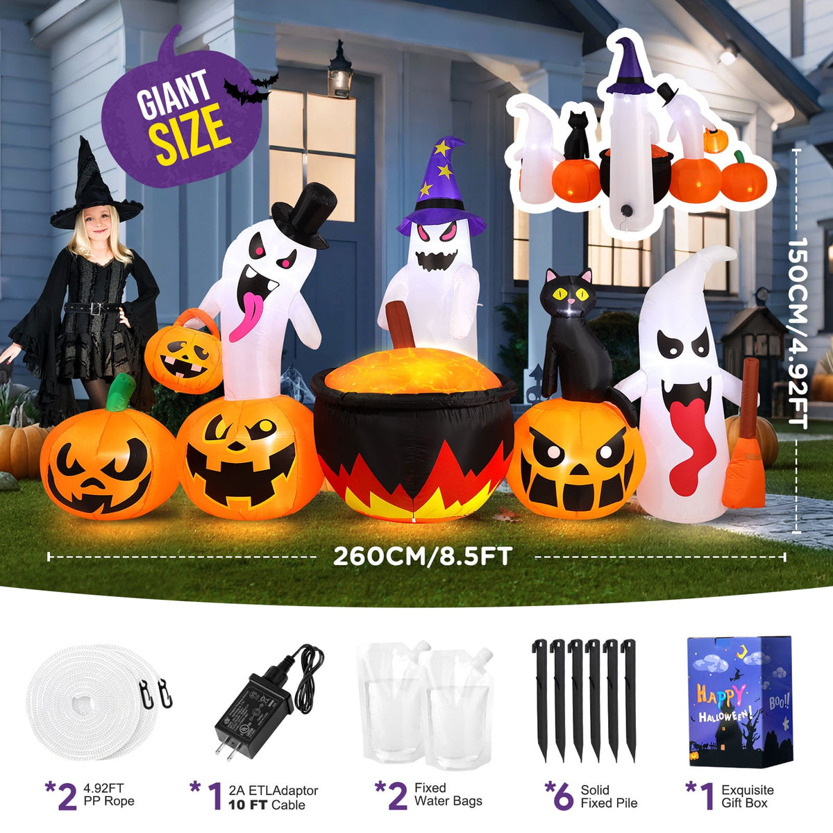 Ayieyill 10FT Halloween Inflatables Blow up LED Giant Red Ghost for Outdoor Halloween Yard Inflatables Garden Yard Lawn
