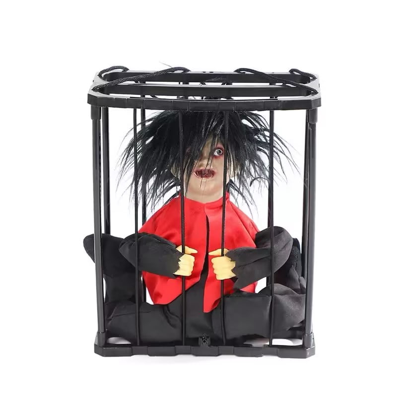Halloween Animated Decorations, Halloween Decor Prop Scary Haunted Doll Horror with Red Lighting Eyes Spooky Sounds & Motion Sensor for Home Indoor Outdoor