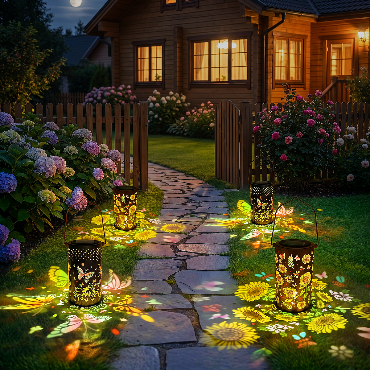 Colorful Solar Lanterns IP65 Outdoor Waterproof, Mother's Day Gifts for Women Mom Grandma - LED Colorful Sunflower Solar Lights Metal Hanging Lantern for Patio Yard Porch