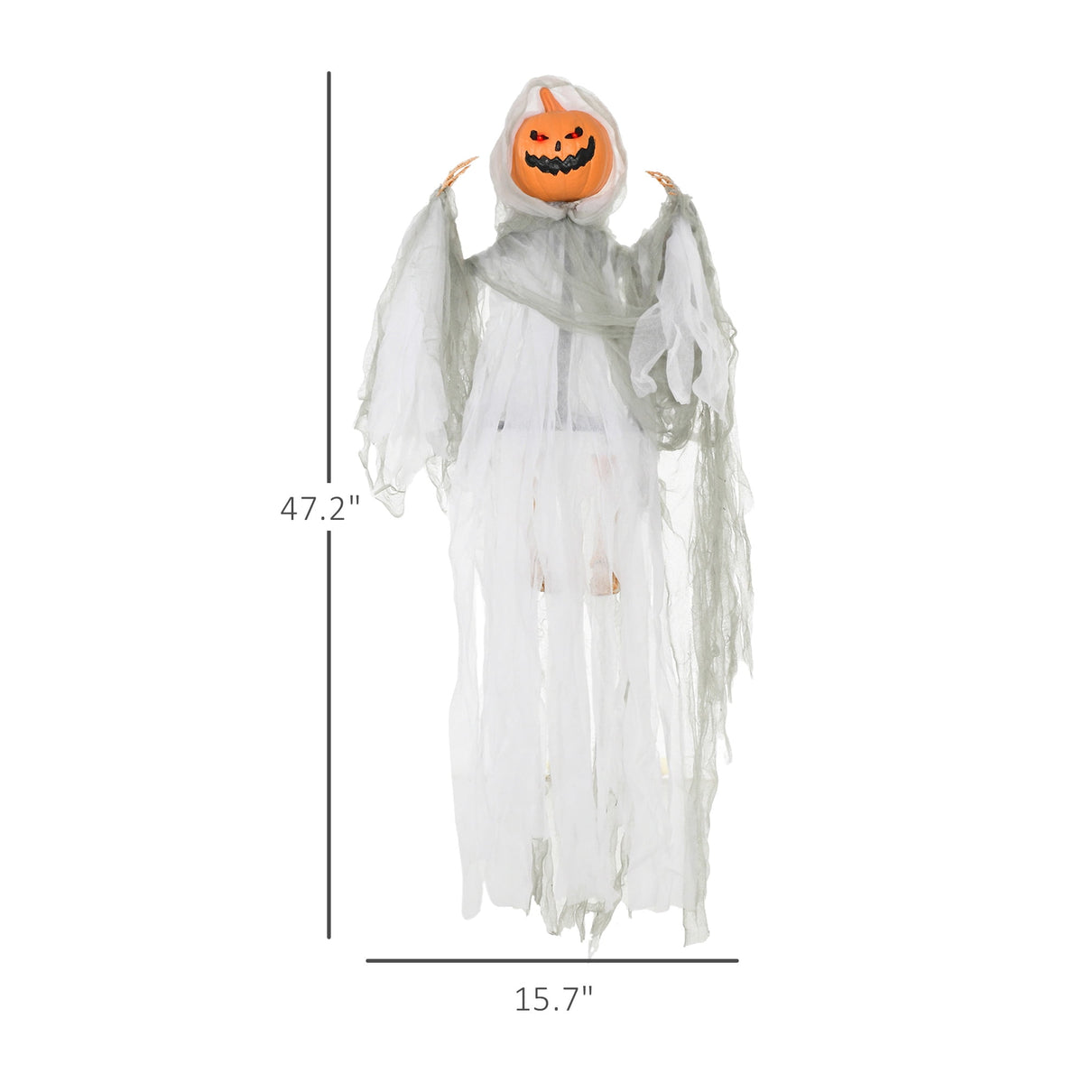 Outsunny 74" Life Size Outdoor Halloween Decorations Skeleton Witch, Animated Prop Animatronic Decor with Sound and Motion Activated, Light Up Eyes and Chest, Howling and Chain Sound