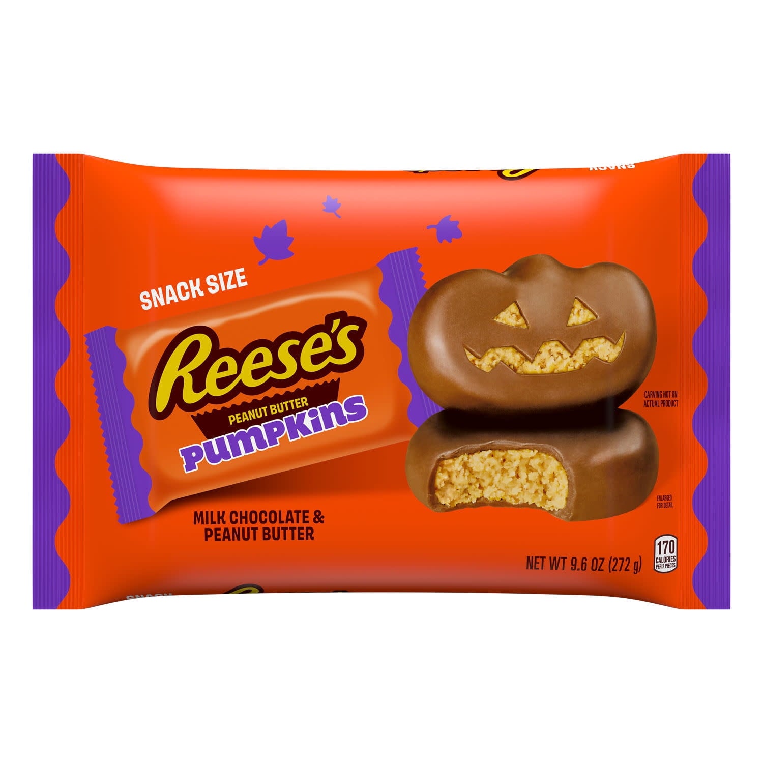 Reese's Milk Chocolate Snack Size Peanut Butter Pumpkins Halloween Candy, Bag 9.6 oz