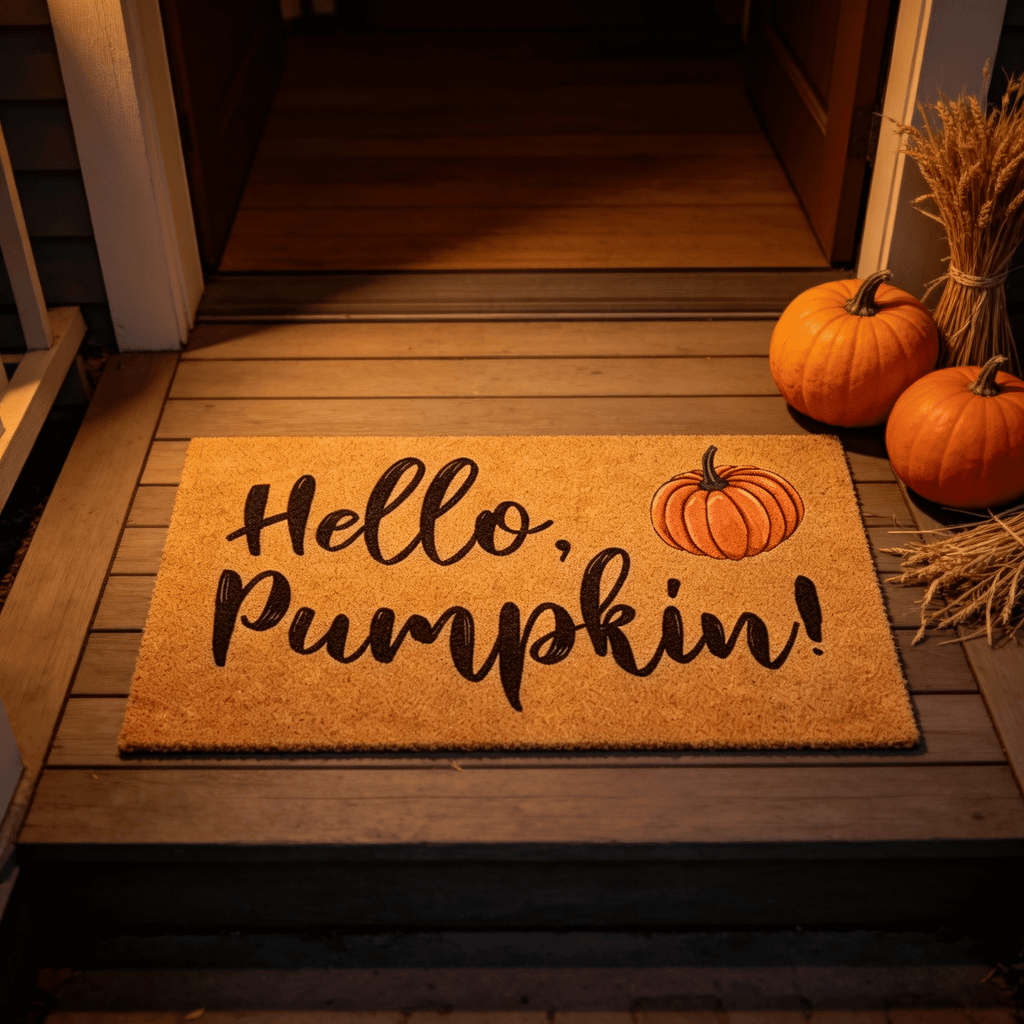Halloween Pumpkin Welcome Door Mat, Funny Durable Non Slip Decorative Rugs for Bathroom Bedroom Kitchen Front Door