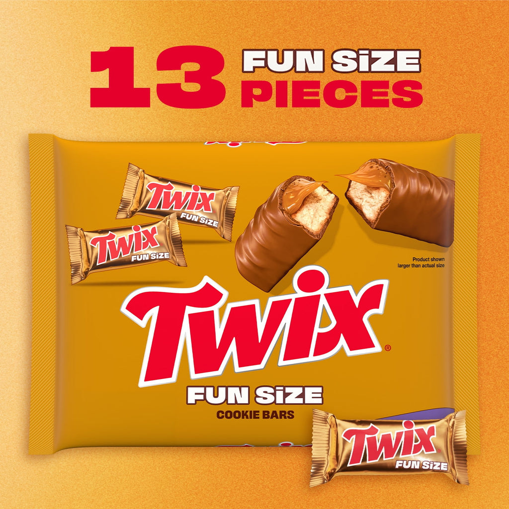 Twix Fun Size Caramel Cookie Halloween Chocolate Bars, Treating Size - 7.41 oz Bag