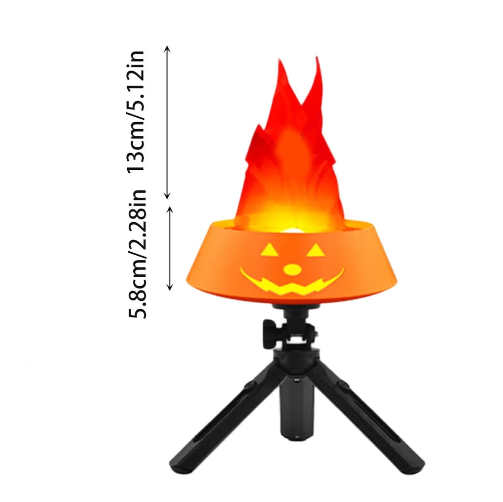 Halloween Pumpkin Flame Light Decoration, Simulated Pumpkin Lamp Desktop Ornament for Home Yard Garden Indoor Outdoor Party Lighting (Black)
