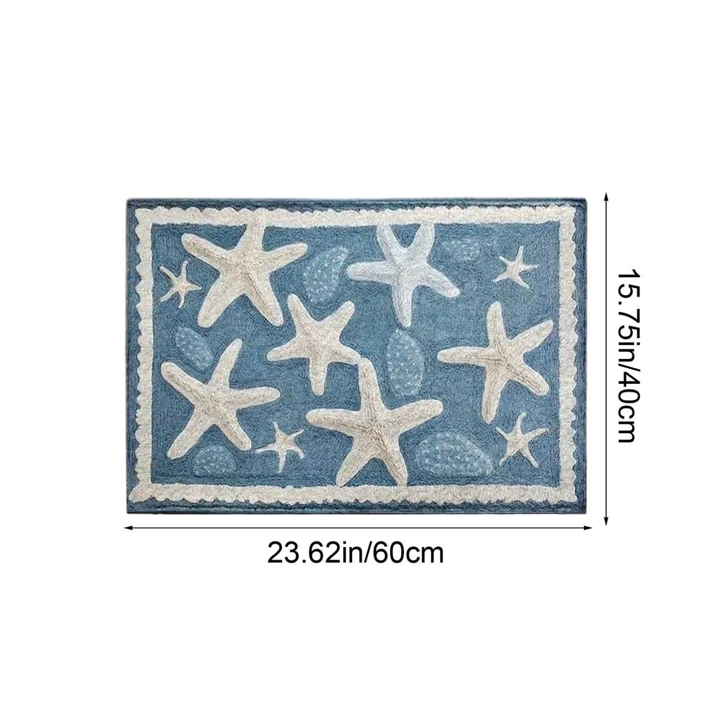 Door Mat Clearance- 16x24in Starfish Seashell Bath Mat Ocean Sea Theme Non-Slip Washable Beach Door Mat for Kitchen Bedroom Laundry Entryway Decor