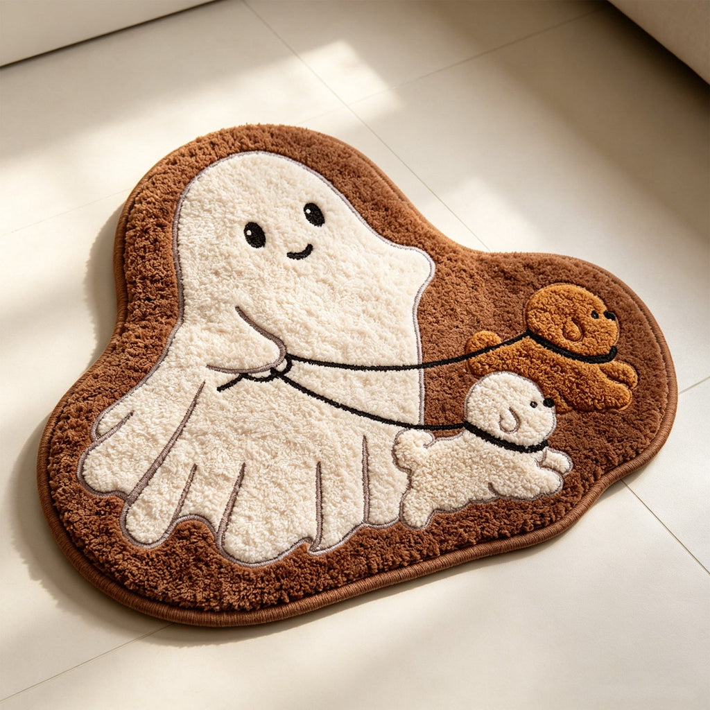 Halloween Bath Mat Ghost Multicolor Irregular Mat 27.56x17.72in Polyester Skidproof & Absorbent for Bathroom Entryway Living Room Halloween Door Mat by MPOISVA