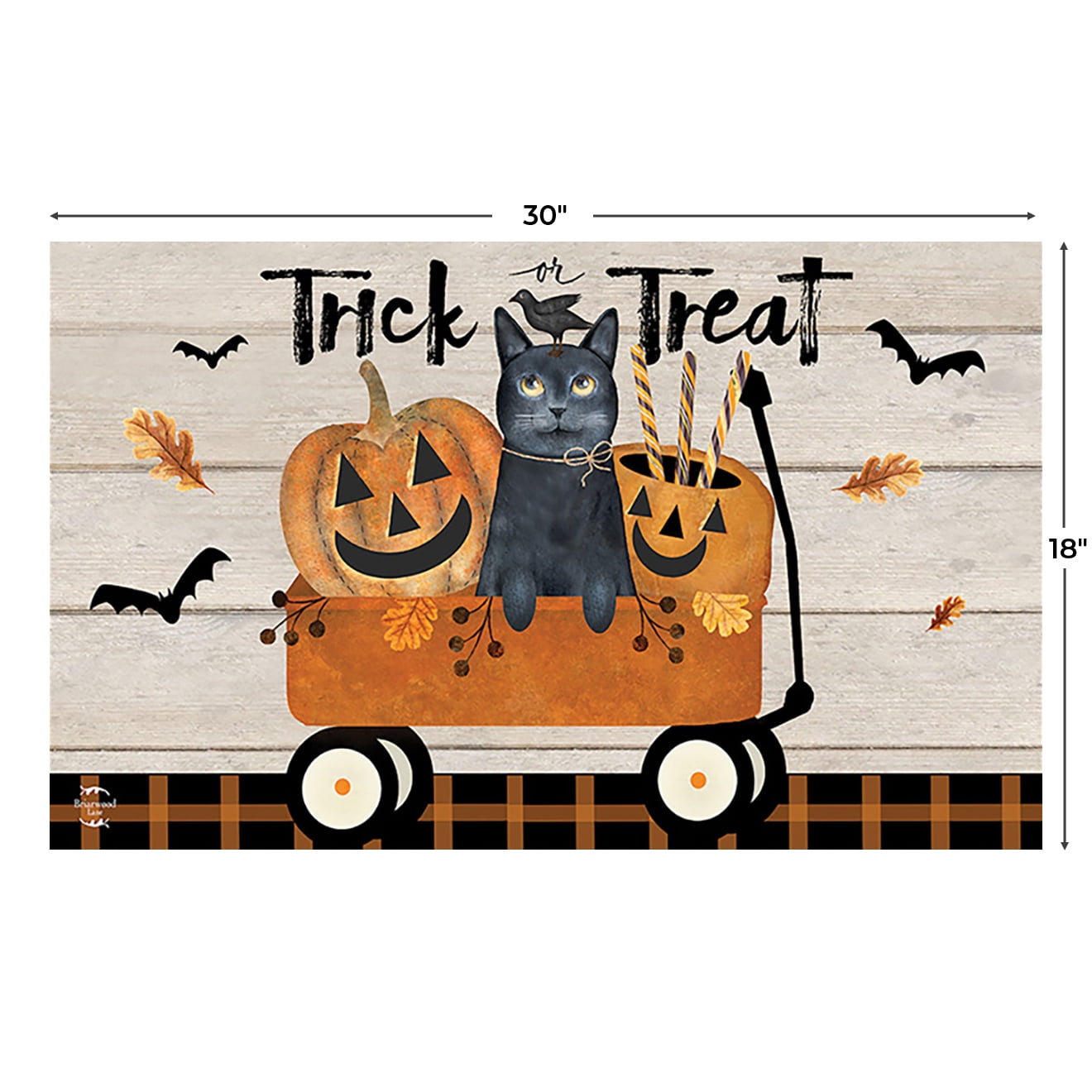 Briarwood Lane Halloween Doormat 30x18 Indoor Outdoor Trick Or Treat Wagon For Halloween Doormat