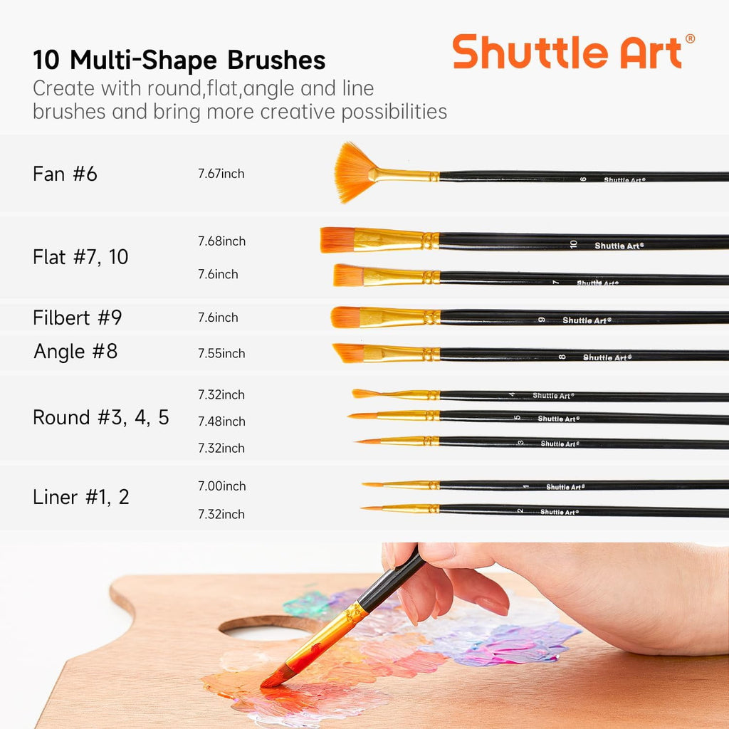 Acrylic Paint, Shuttle Art 50 Colors Acrylic Paint Set, 2oz/60ml Bottles, Rich Pigmented, Water Proof, Acrylic Paints for Artists, Beginners on Canvas Rocks Wood Ceramic Fabric