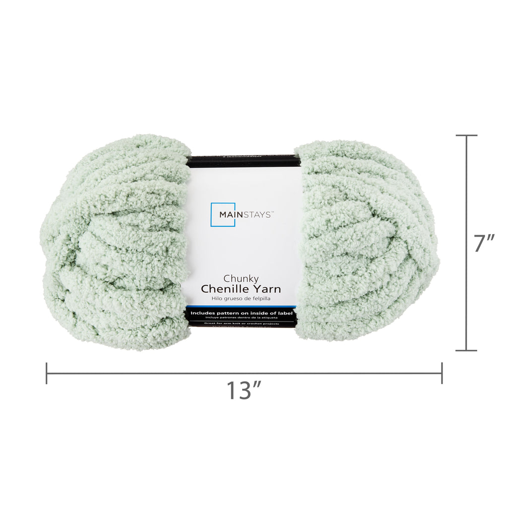 Mainstays Chunky Chenille Yarn, 31.7 yd, Ivory, 100% Polyester, Super Bulky