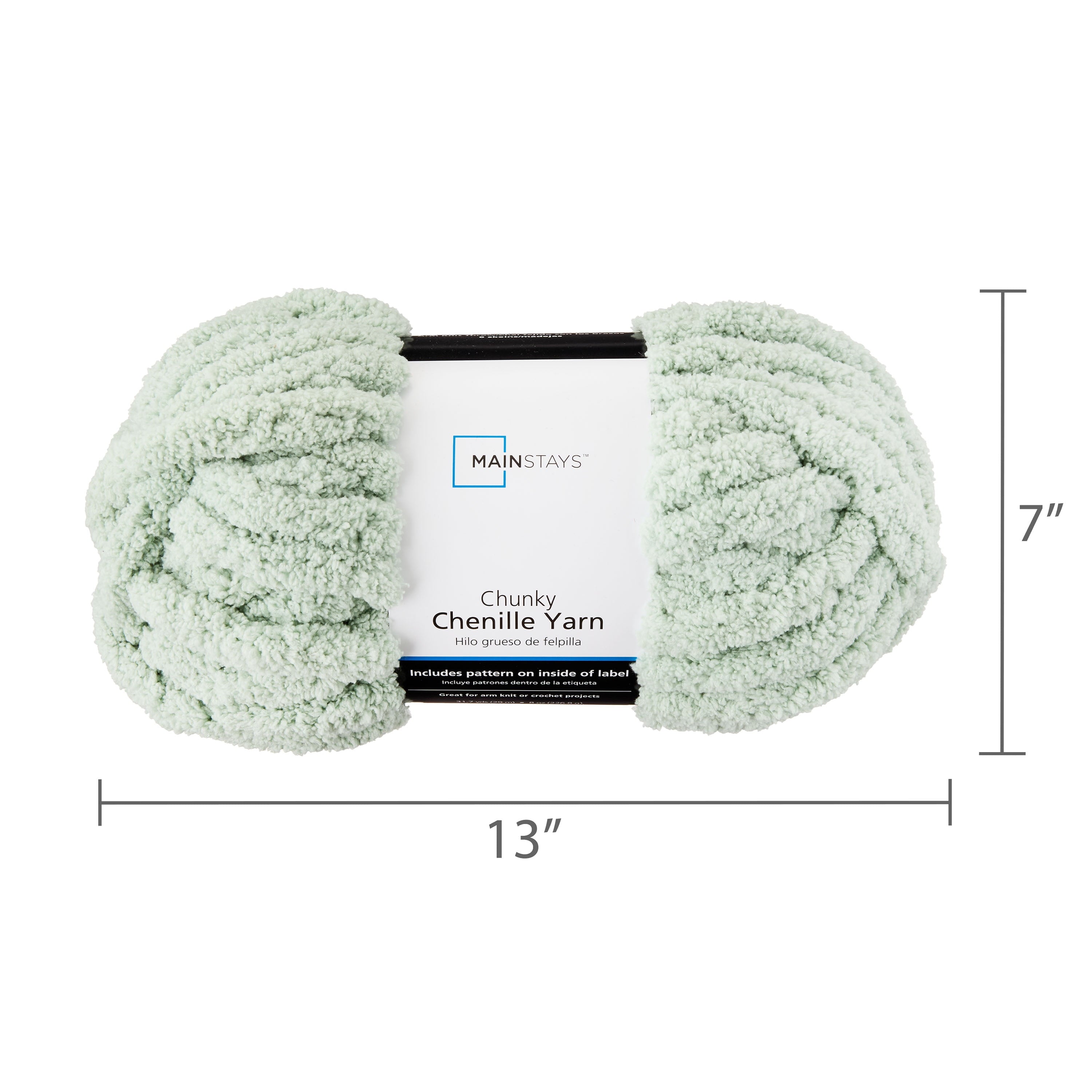 Mainstays Chunky Chenille Yarn, 31.7 yd, Ivory, 100% Polyester, Super Bulky