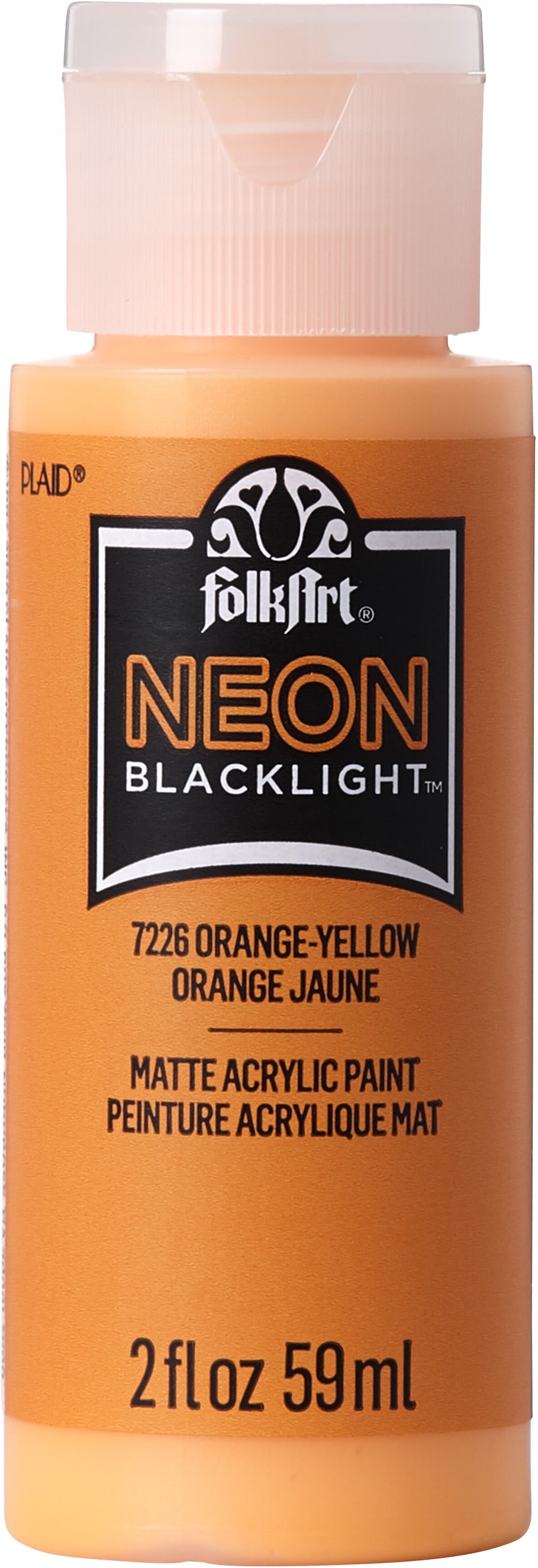 FolkArt Neon Blacklight Acrylic Craft Paint, Matte Finish, Pink, 2 fl oz