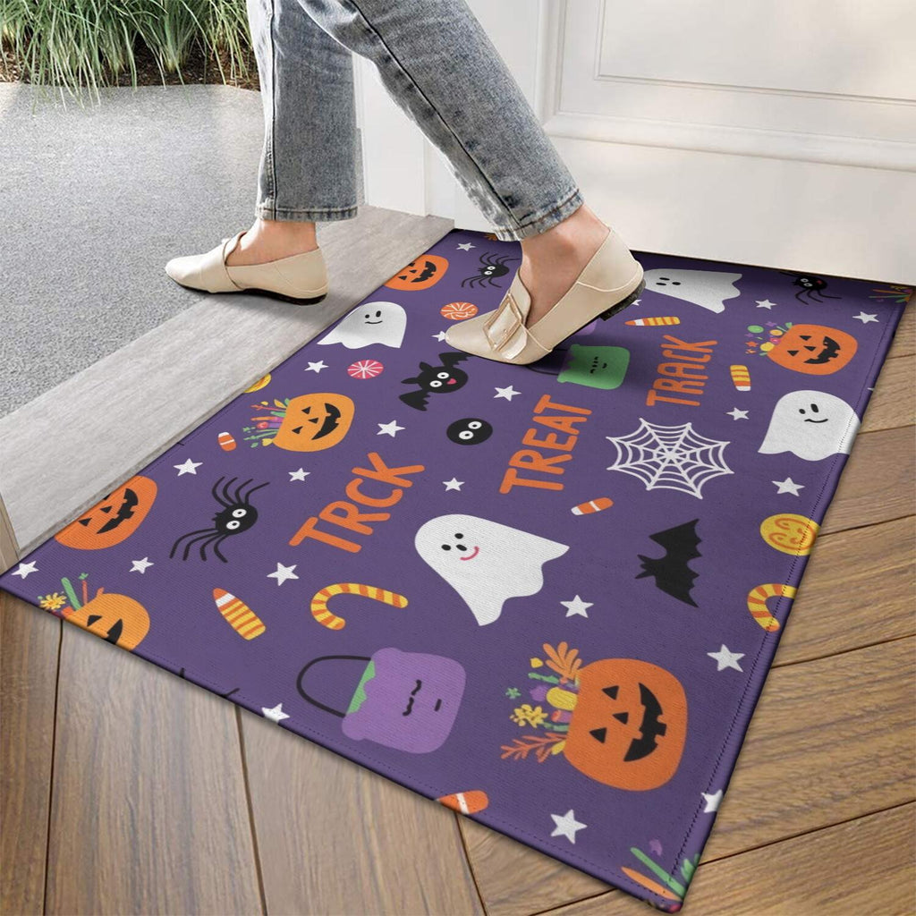 Happy Halloween Door Mat Decorations Spider Bat Doormat Plain the Indoor Door Mat/Outdoor Crystal Velvet 30x17 Inches