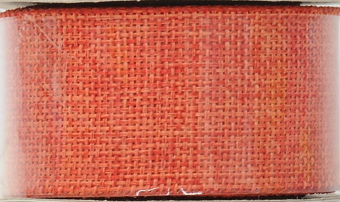Offray Ribbon, Torrid Orange 1 1/2 inch Woven Burlap Woven Ribbon, 9 feet