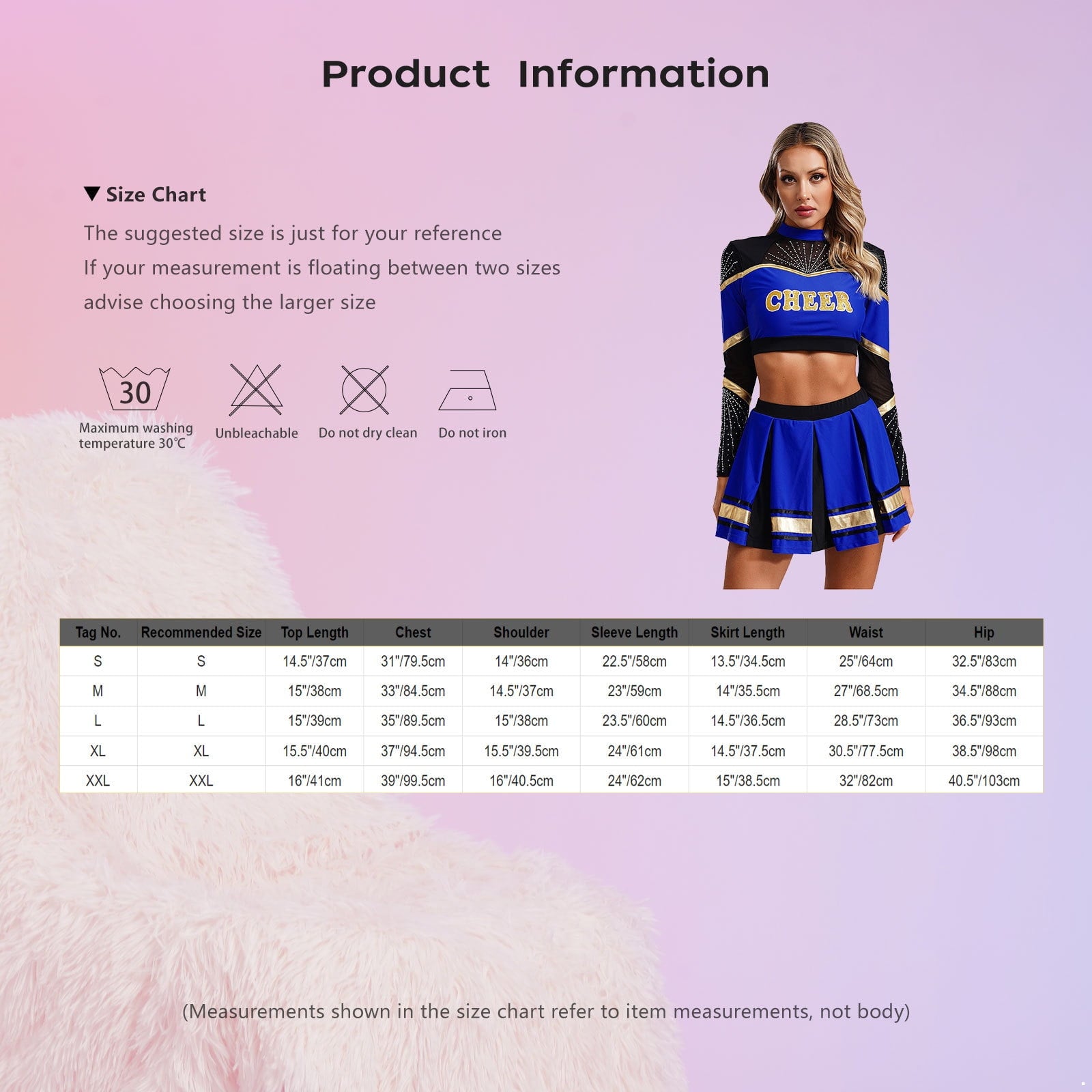 TiaoBug Women Cheer Leader Uniform Dance Cheerleading Costume Long Sleeve Crop Top with Mini Skirt White S