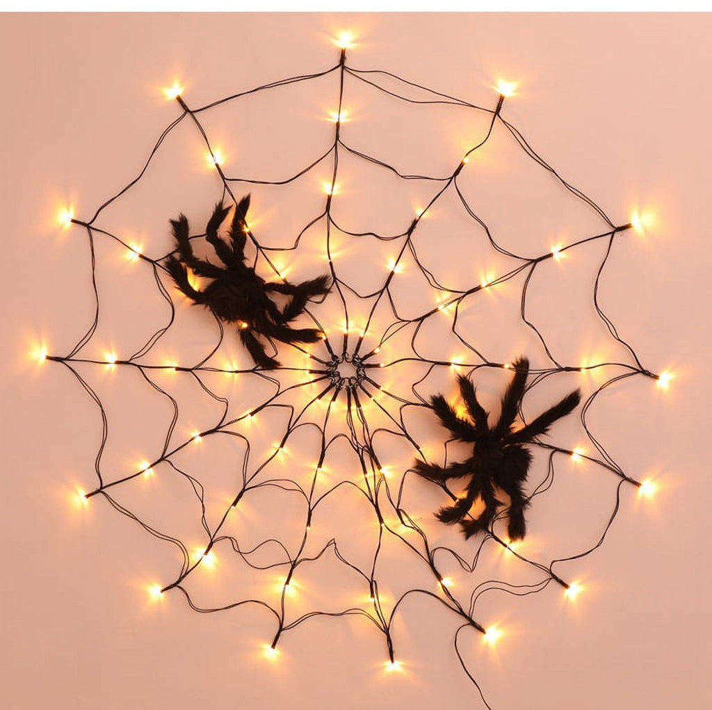 70Led 3.28FT Giant Spider Web Lights with Hairy Spider and Cobweb for Lighted Halloween Decorations Outdoor Halloween Window Decorations Wall Garden Patio Yard Decor