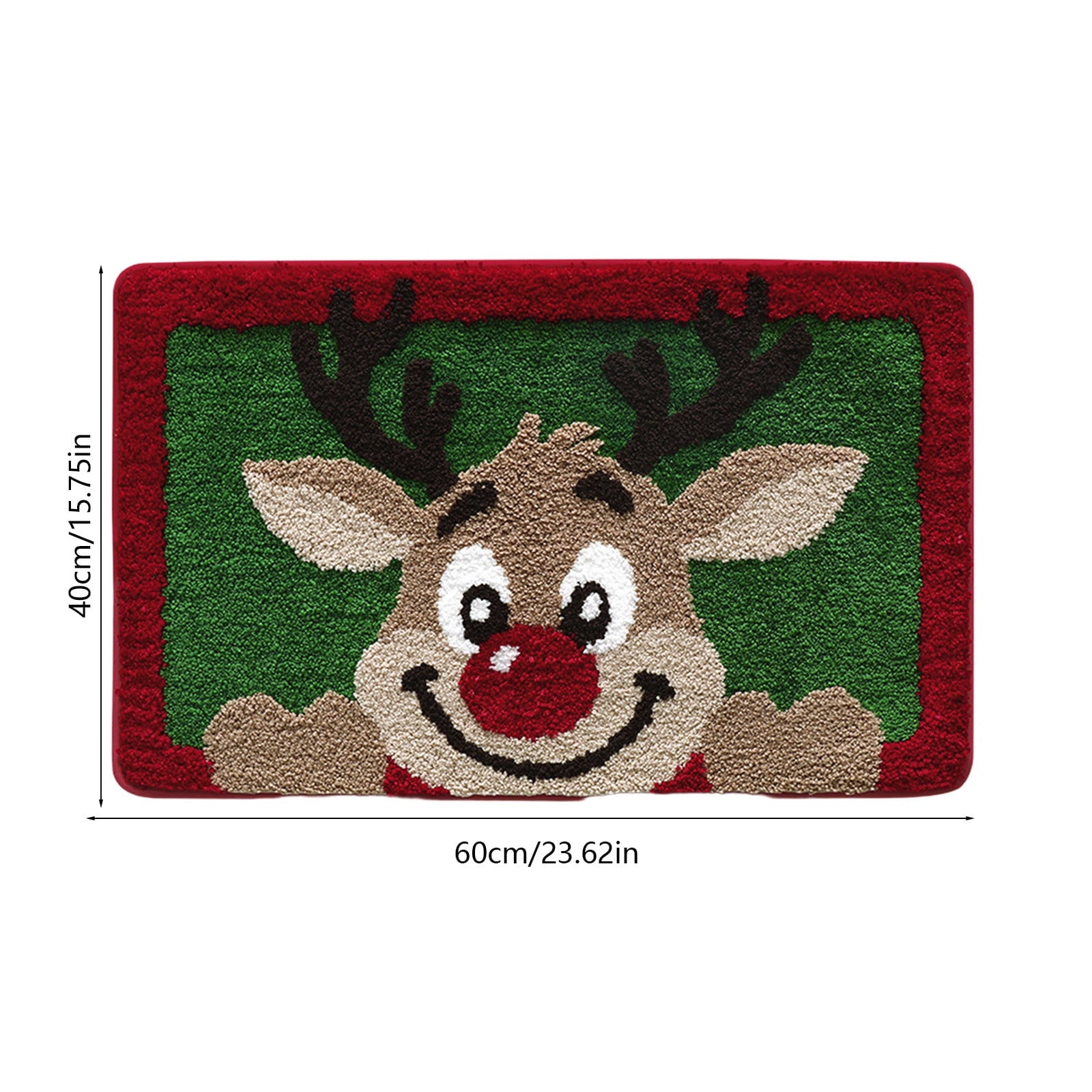 Mats Savings YZEGDCH Christmas Reindeer Rugs- Green Rugs for Living Room Christmas Doormat Indoor Outdoor Entrance Floor Rug Non Slip Winter Christmas Decor Rubber Welcome Mats