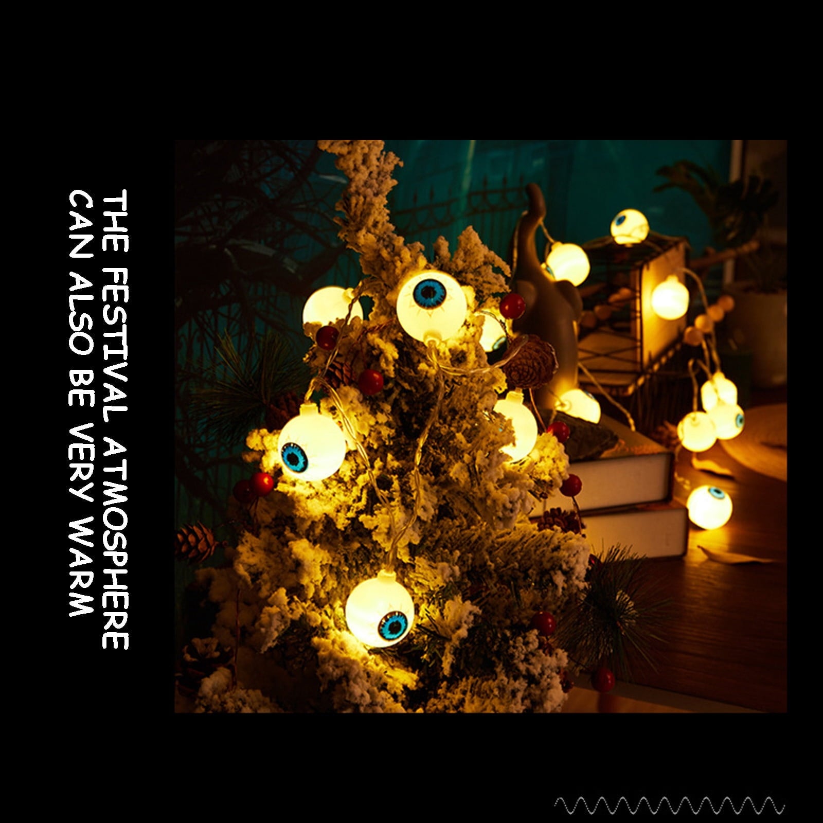 Halloween Decorations 20 LED Spooky Eyeball Lights Outdoor Green Firefly Lights For Garden Yard Patio Pathway Lawn Halloween Party