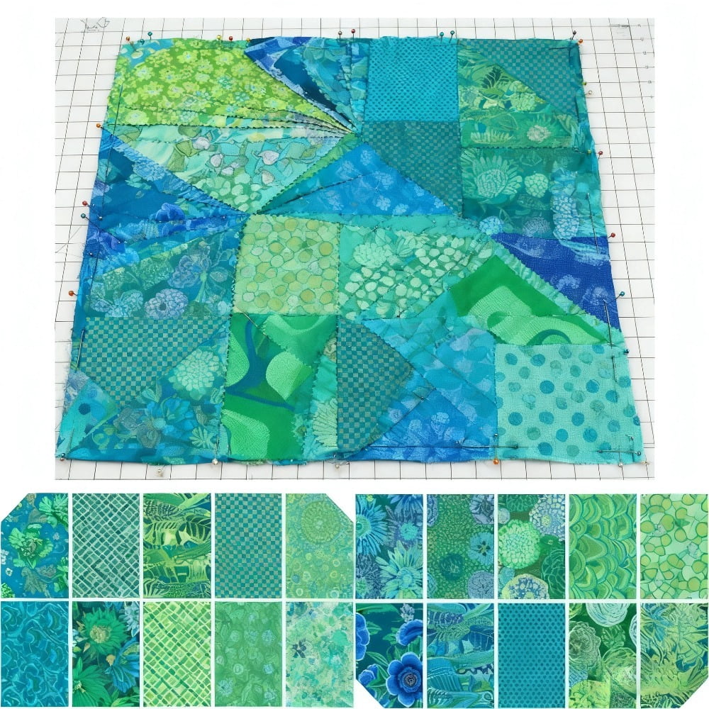 HEYMAPLE 40Pcs Jelly Roll Fabric Strips for Quilting and Sewing, 2.6" x 20" Precut Fabric Squares for DIY Craft Handmade Accessories, Blue-Green