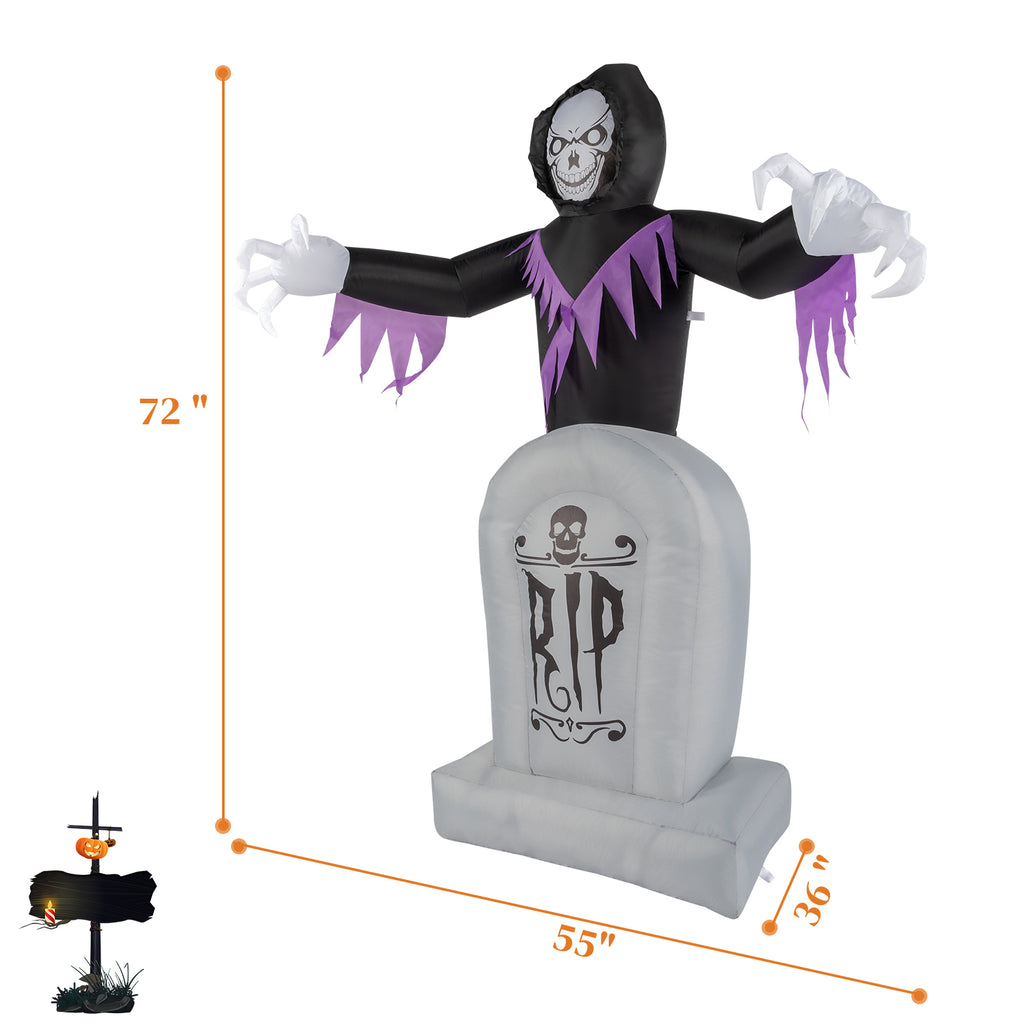 UBesGoo Inflatable Halloween Decoration 6 FT Reaper for Halloween Party Outdoor, Yard, Garden, Lawn Decorations