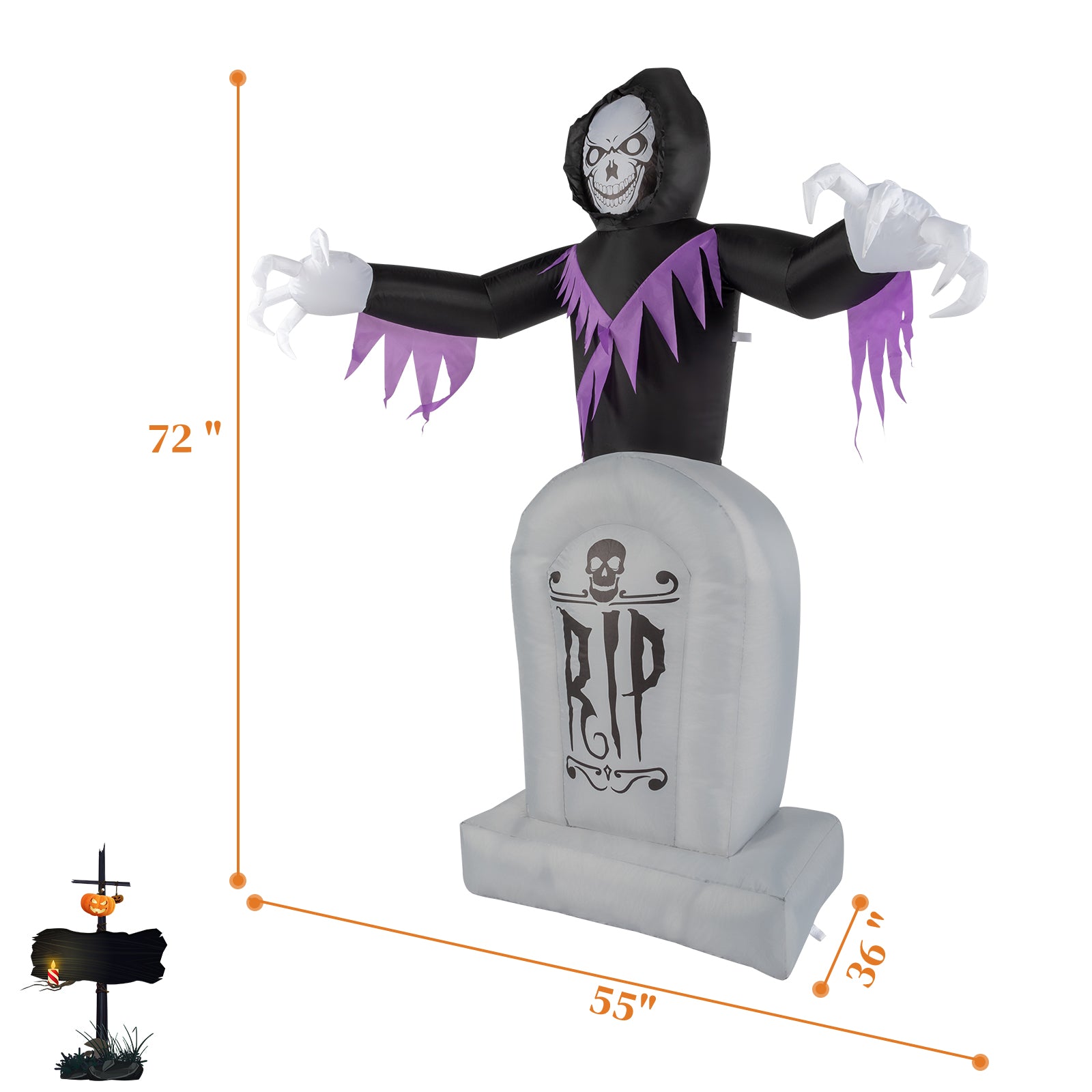 UBesGoo Inflatable Halloween Decoration 6 FT Reaper for Halloween Party Outdoor, Yard, Garden, Lawn Decorations