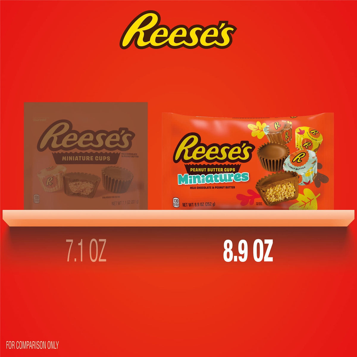 Reese's Miniatures Milk Chocolate Peanut Butter Cups, Fall Candy Bag, 8.9 oz