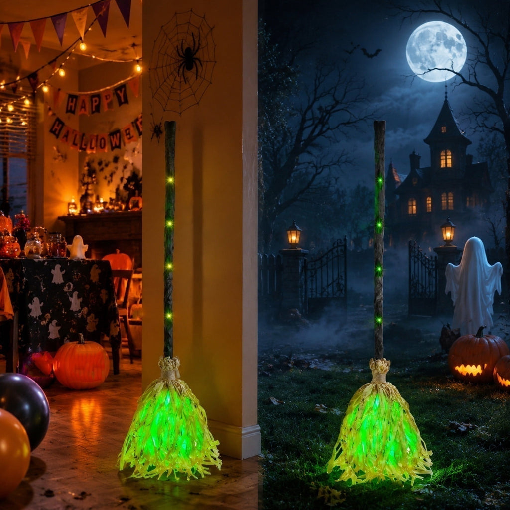 Magical Dancing Witch Broom with Weird Sounds, Moving Indoor Witch Broomstick Toy, Animated Halloween Prop, Novelty Toy for Halloween Party Halloween Decor