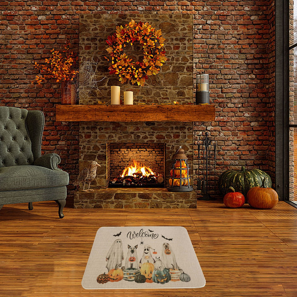 Pidgey Halloween Doormat,23*15" Cat With Pumpkin Outdoor Rugs For Thanksgiving Washable Fall Doormats Layered Front Door Mat For Porch/Farmhouse/Entryway/Patio Orange Rugs Christmas Decor