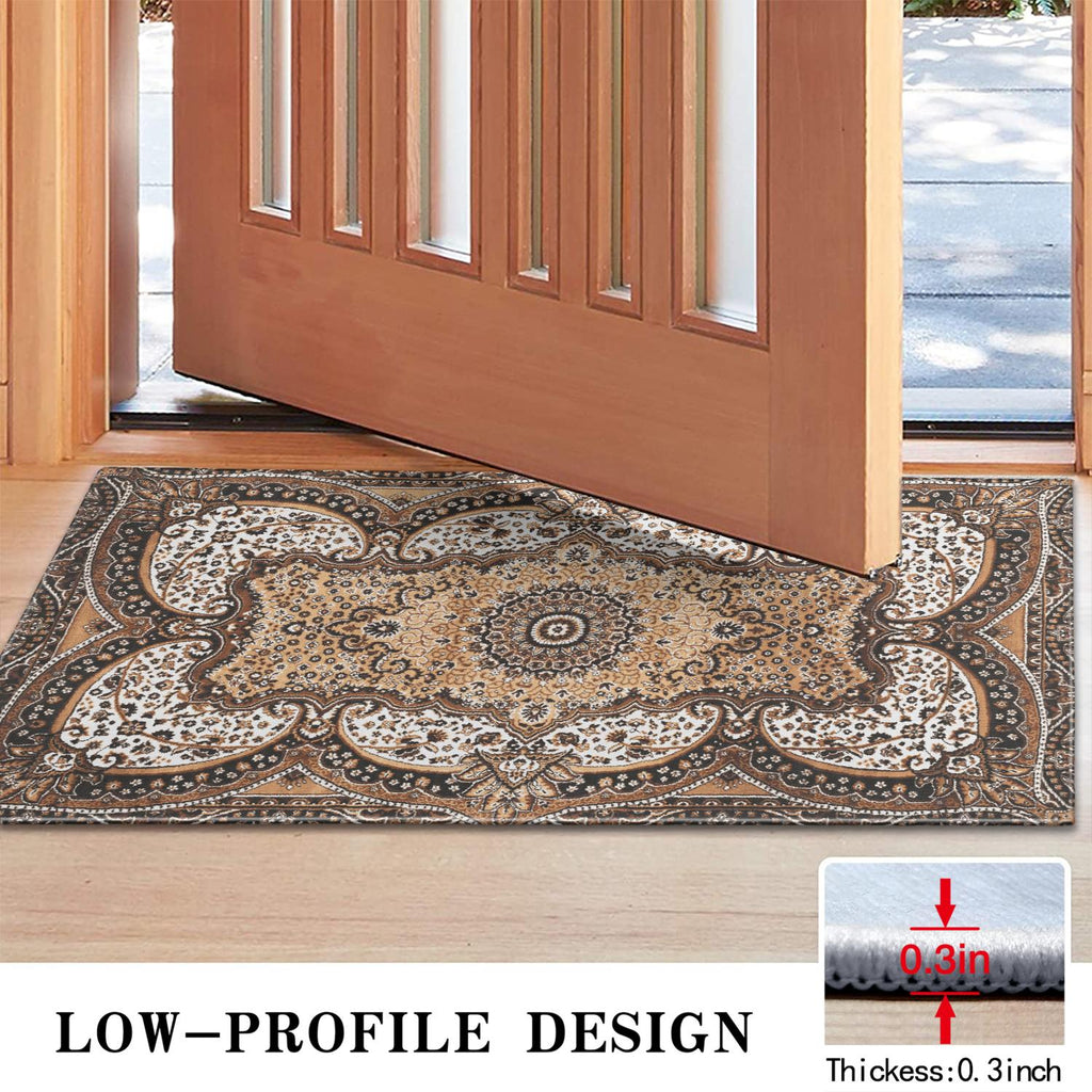 Brown Vintage Tribal Western Non Slip Washable Door Mat Funny Doormat Outdoor Inside Floor Rugs Crystal Velvet 30x17 Inches