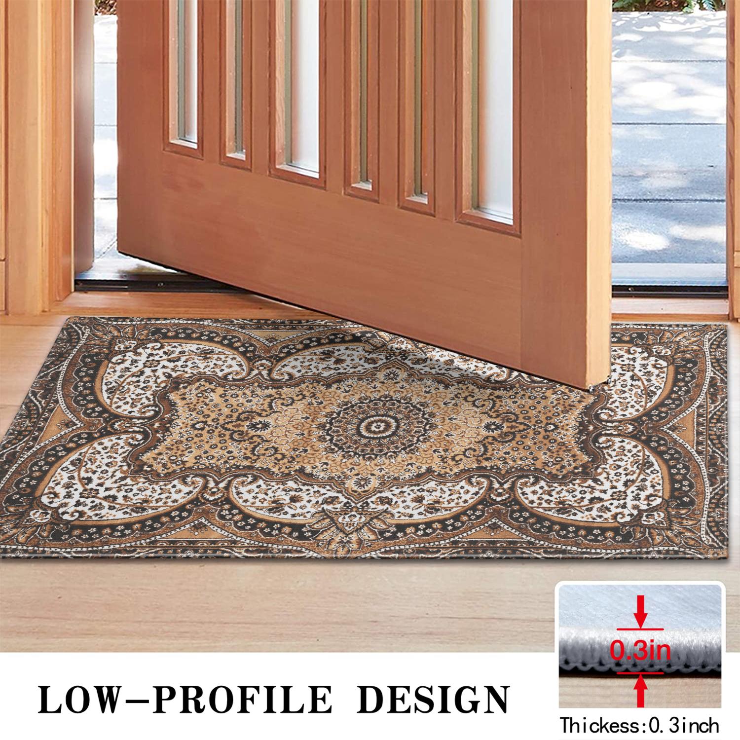 Brown Vintage Tribal Western Non Slip Washable Door Mat Funny Doormat Outdoor Inside Floor Rugs Crystal Velvet 30x17 Inches