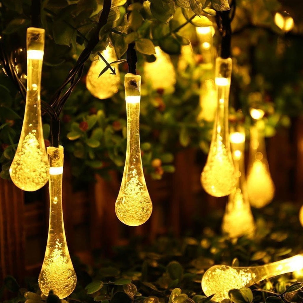 Gcvizuso Christmas Lights, String Lights, Outdoor Garden Party 20 LED Teardrop Solar Garden Lantern String