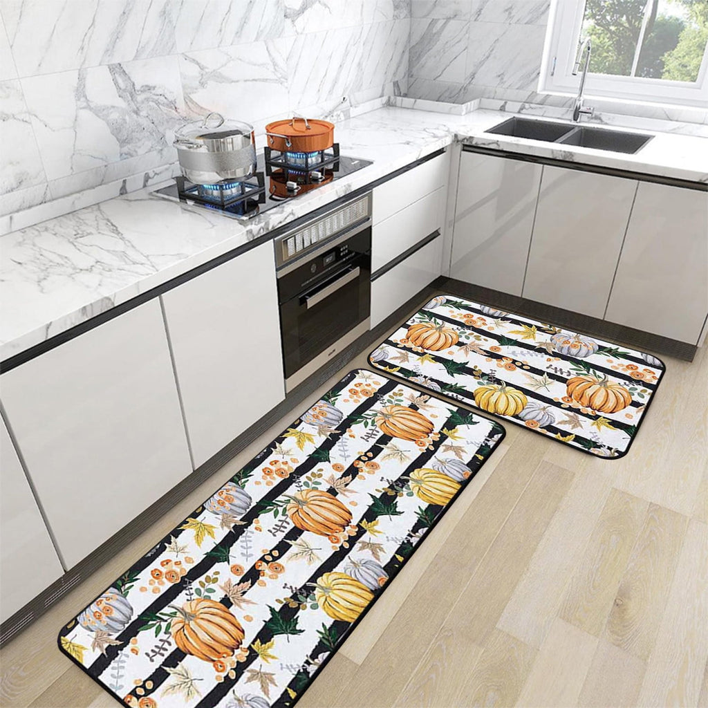 Zhourta Halloween Fall Plaid Outdoor Rug Orange Plaid Outdoor Rug Cotton Hand Woven Check Rug Layered Doormats for Front Door Front Porch Farmhouses Entryway Patio 15.7x23.6 Inch