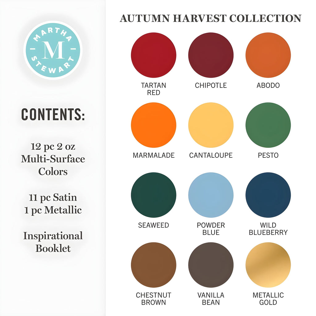 Martha Stewart Multi-Surface Acrylic Craft Paint, Satin Finish, Elevated Neutrals, Set of 12, 2 fl oz