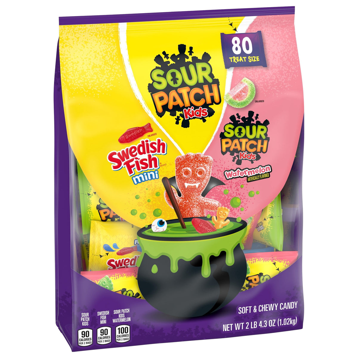 SOUR PATCH KIDS and SWEDISH FISH Mini Soft & Chewy Halloween Candy Variety Pack, 80 Bags