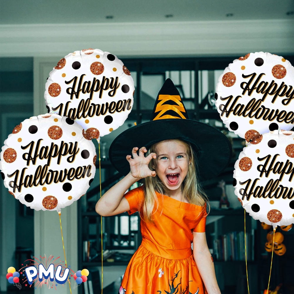 PMU Halloween Party Decoration "Happy Halloween" Jack Faces Aglow 18 Inch Mylar-Foil Balloon (1pkg) Pkg/1