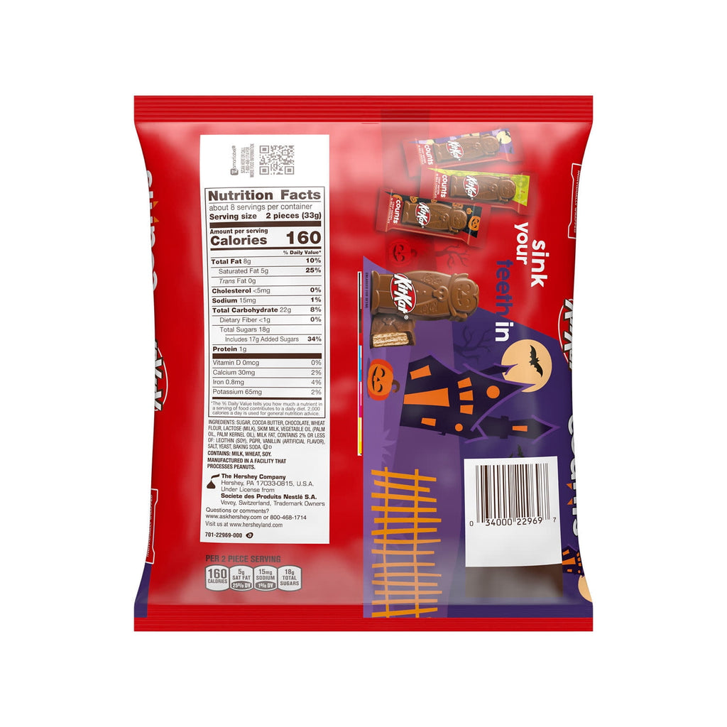 KIT KAT® Milk Chocolate Wafer Snack Size Counts, Halloween Candy Bag, 9.44 oz