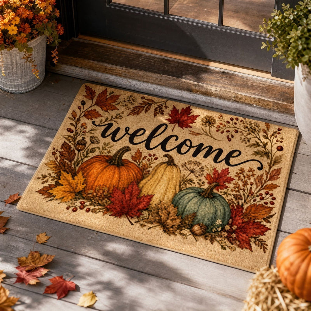 Autumn Door Mat for Entryway, 16x24 Inch, Fall-Themed Floor Doormat for Home Decor, Non-Slip Rug Mat for Living Room, Kitchen, Bedroom, Gifts for Fall Lovers (E)