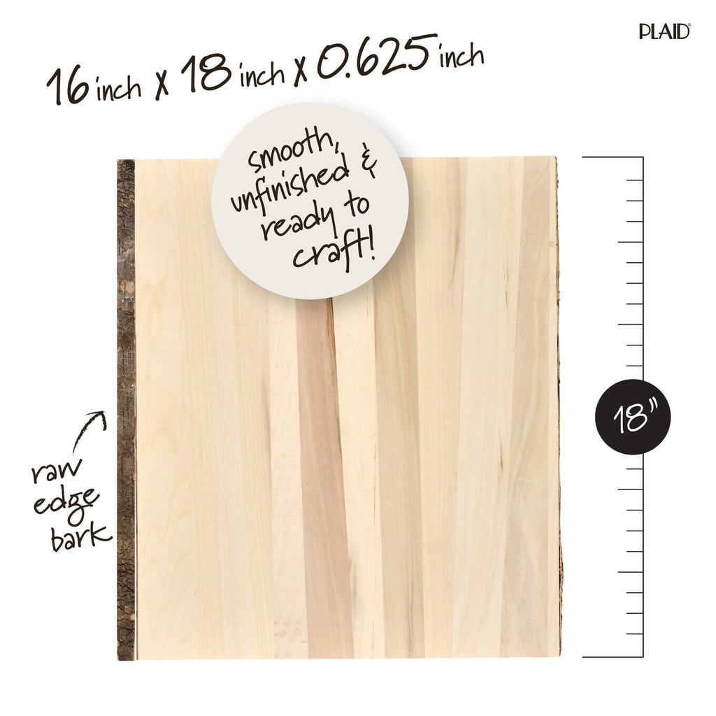 Plaid Wood Surfaces Pine Wood Slice Plank, 16" x 18"