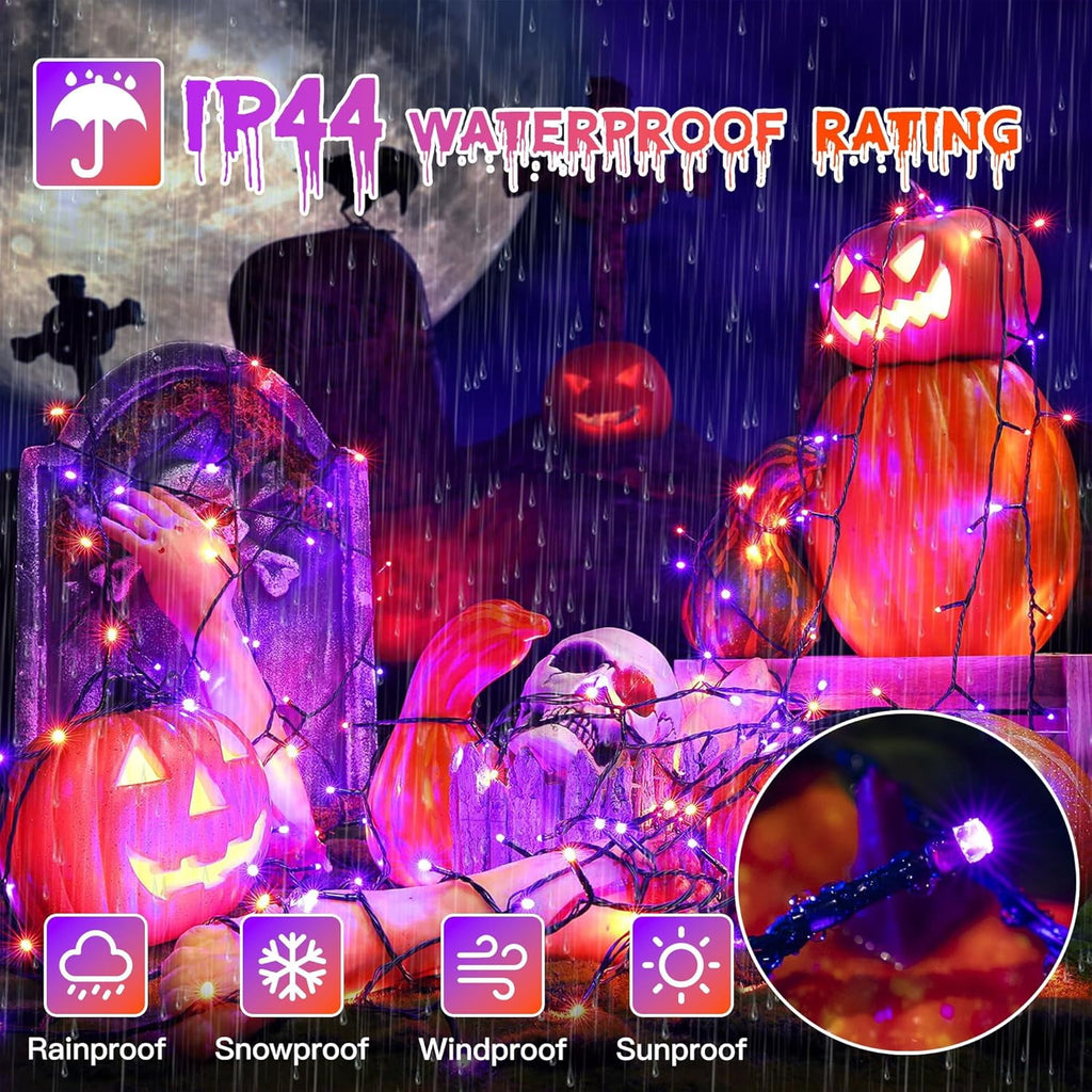 66FT 200 LED Halloween Lights, Halloween Lights Outdoor with 8 Lighting Modes, Waterproof Halloween String Lights for Christmas Outdoor Party Yard Garden Decoration