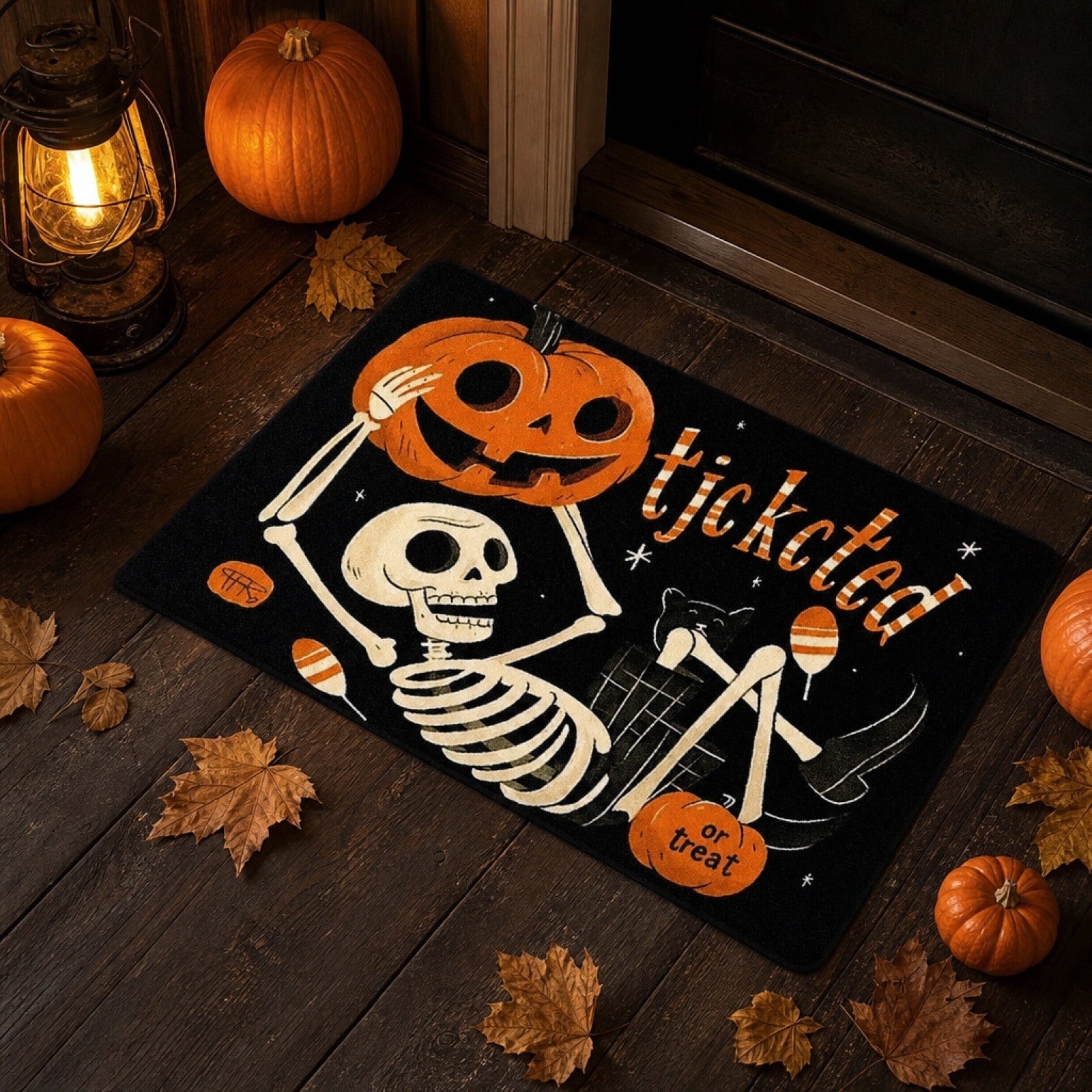 Halloween Celebration Doormat 16x24 Inch, Spooky Ghost Entrance Mat for Front Porch Indoor Outdoor, B