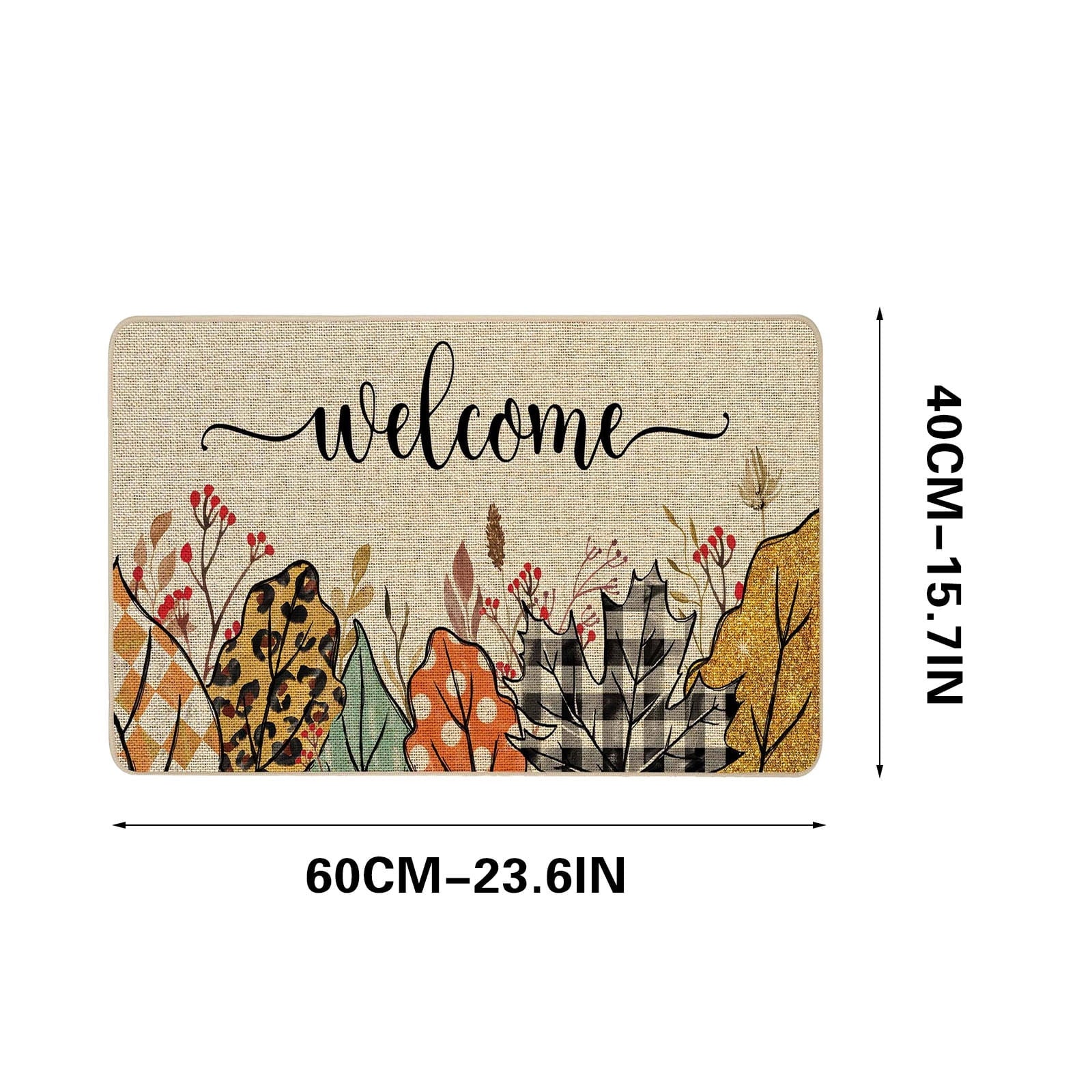 JOGZMZ Halloween Floor Mat Home Entrance Thanksgiving Pumpkin Thick Foot Mat Crystal Velvet Floor Mat