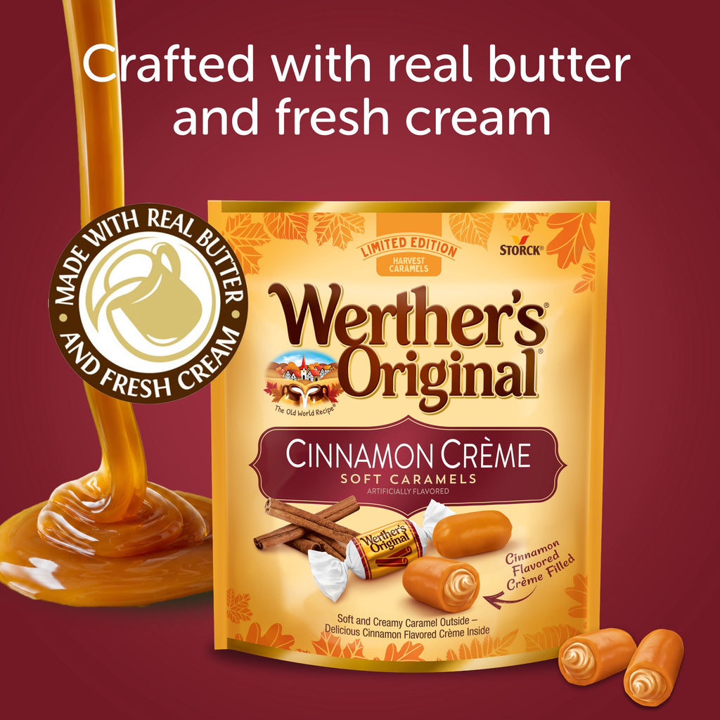 Werther's Original Limited Edition Fall Harvest Cinnamon Crème Soft Caramels, 7.4 oz Bag
