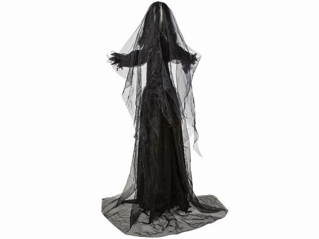Morris Costumes - 5 Ft. 6 Standing Animated Bride with Black Dress Halloween Decoration - One Size