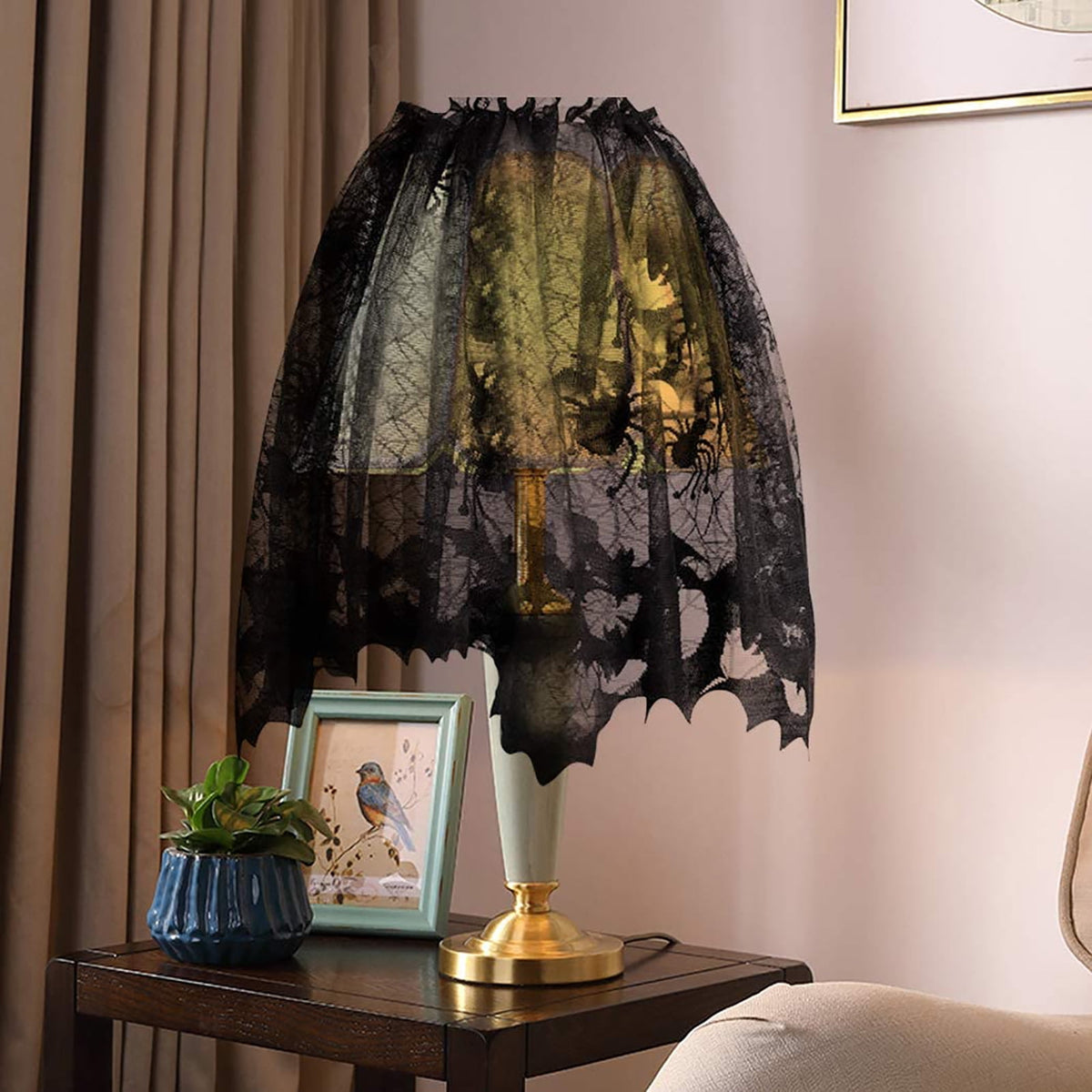 Coolmade Halloween Decorations Set for Home, Table Runner, Tablecloth, Fireplace Mantel Scarf, Lampshade, 3D Scary Bats for Party Decor